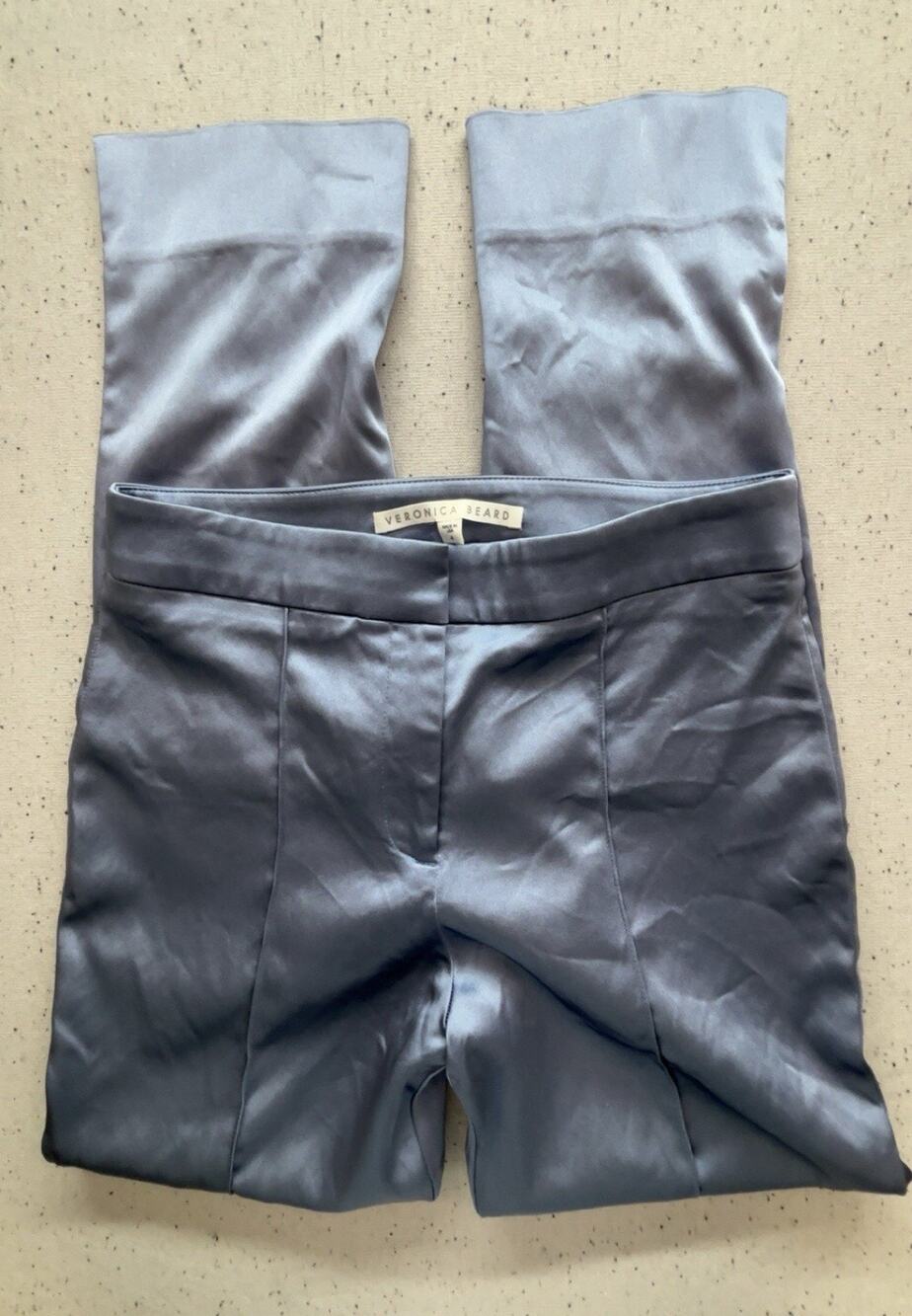 VERONICA BEARD Slate Blue Satin Tailored Ankle Trousers Dress Pants Womens 4